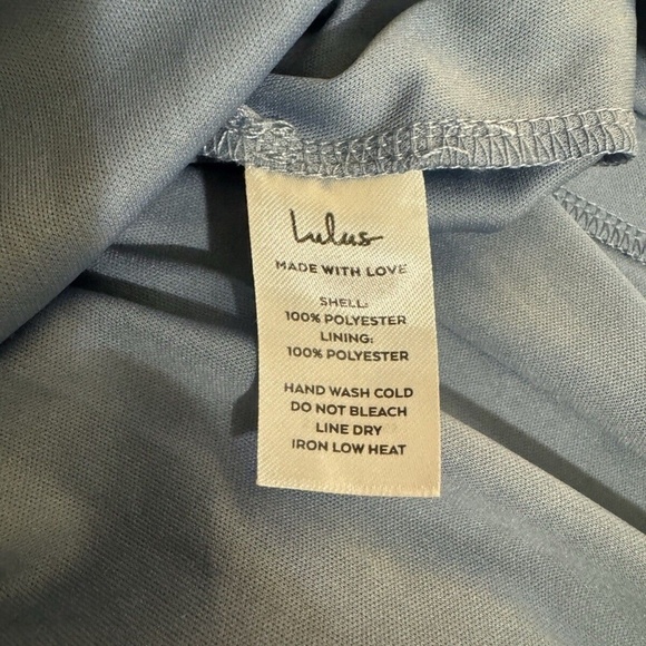 Lulus Small Slate Blue Swiss Dot Sleeveless A-Line V-Neck Maxi Dress - EUC - Picture 5 of 5